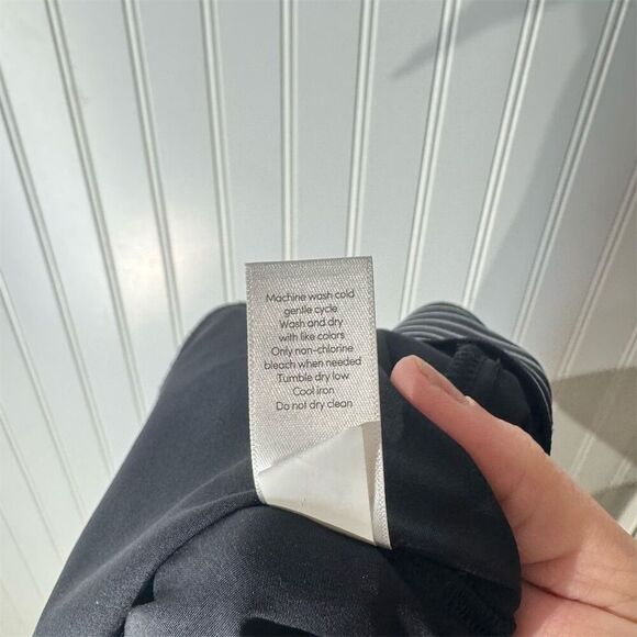 Athleta Tribeca Women's Black Wide Leg Crop Side Snaps Pants 2 Workwear Comfort - Picture 8 of 8